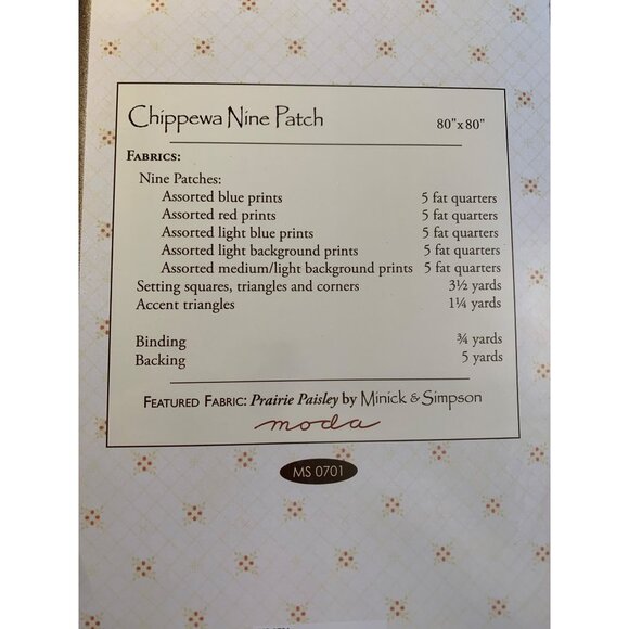 Minick & Simpson Chippewa Nine Patch Quilt Pattern - New - Picture 3 of 9
